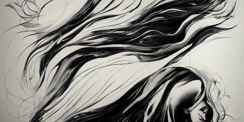 Image similar to a beautiful painting of zaha hadid by aaron horkey, trending on artstation