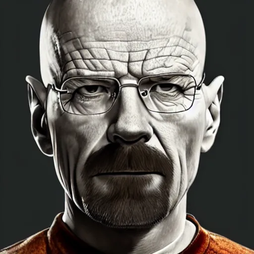 Image similar to Walter White with zoomer haircut , face shot, portrait, detailed face, close-up, realistic, lifelike, studio lighting, cinematic