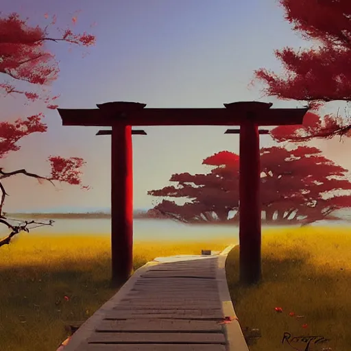 Prompt: Japanese Torii, morning , by Grzegorz Rutkowski