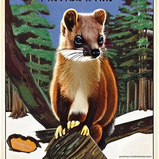 Prompt: pine marten propaganda poster