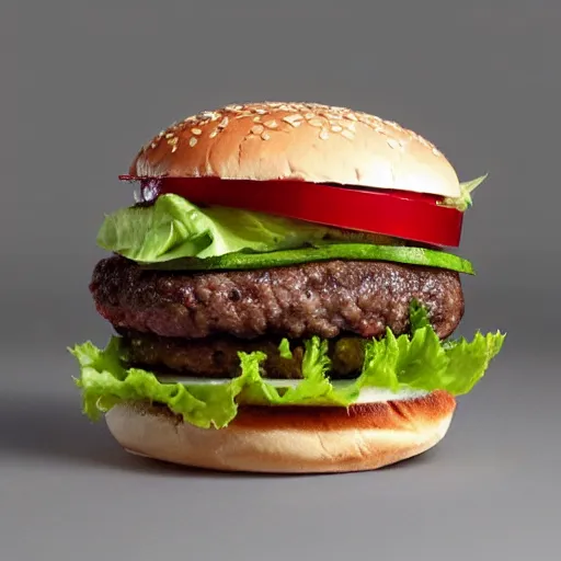 Image similar to a hamburguer made out of scrap, brutalism