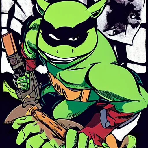 Prompt: bat in teenage mutant ninja turtles style