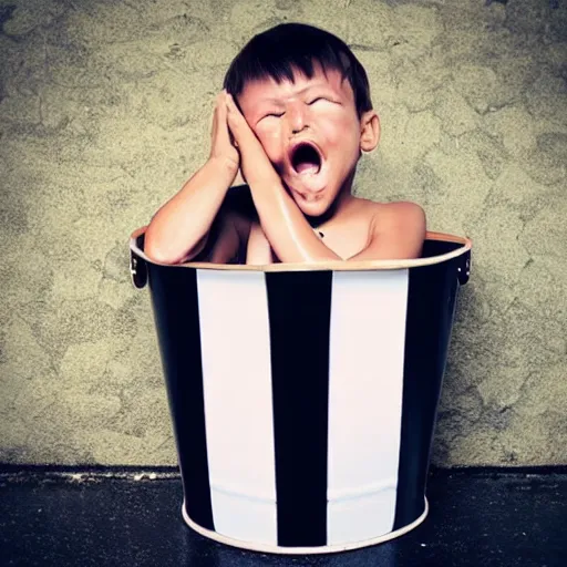 Image similar to huge black bucket for crying lots of tears