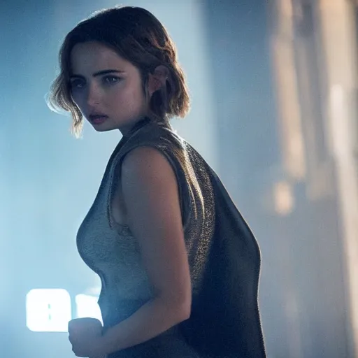 Image similar to a movie still of ana de armas as rachael n blade runner