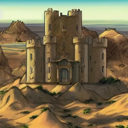 A ancient ruined castle in a desert, anime style by JonasFun on DeviantArt