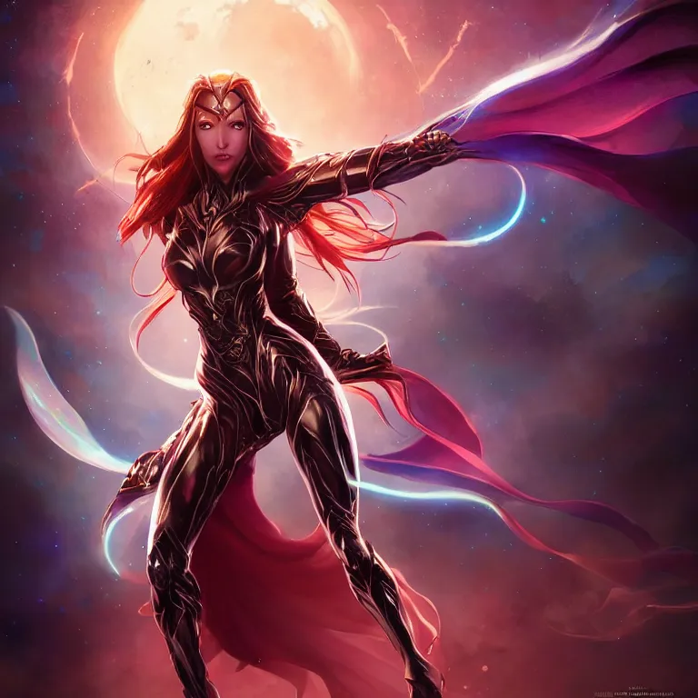 Prompt: beautiful cinematic fantasy poster, a beautiful girl in a superhero suit, beautiful glowing galaxy eyes, wideshot ultrawide angle epic scale, hybrid from The Elden Ring and art direction by Darius Zawadzki ;by artgerm; wayne reynolds art station; cinematic quality character render, beautiful dynamic pose; low angle; ultra high quality model; production quality cinema model;