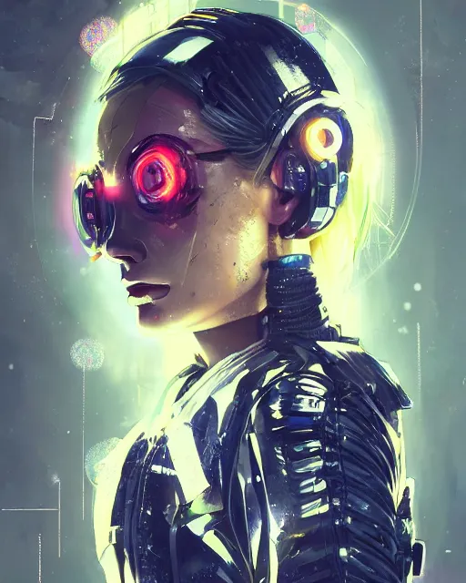 Prompt: detailed portrait margot robbie cyborg operator girl cyberpunk futuristic neon reflective puffy coat, decorated with traditional japanese ornaments by ismail inceoglu dragan bibin hans thoma greg rutkowski alexandros pyromallis nekro rene margitte illustrated perfect face, fine details, realistic shaded, fine - face, pretty face