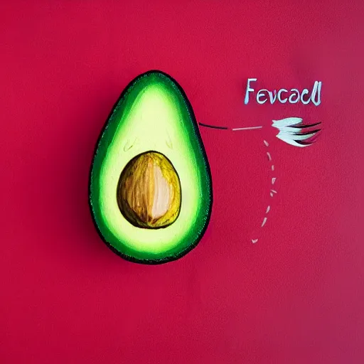 Image similar to flying avocado with a feathered crown