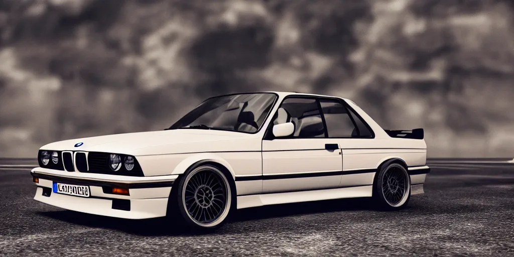 Prompt: car meet of BMW e30 Re-made by Dali. octane render, cinematic, vibrant colors, hyper realism, 8k.