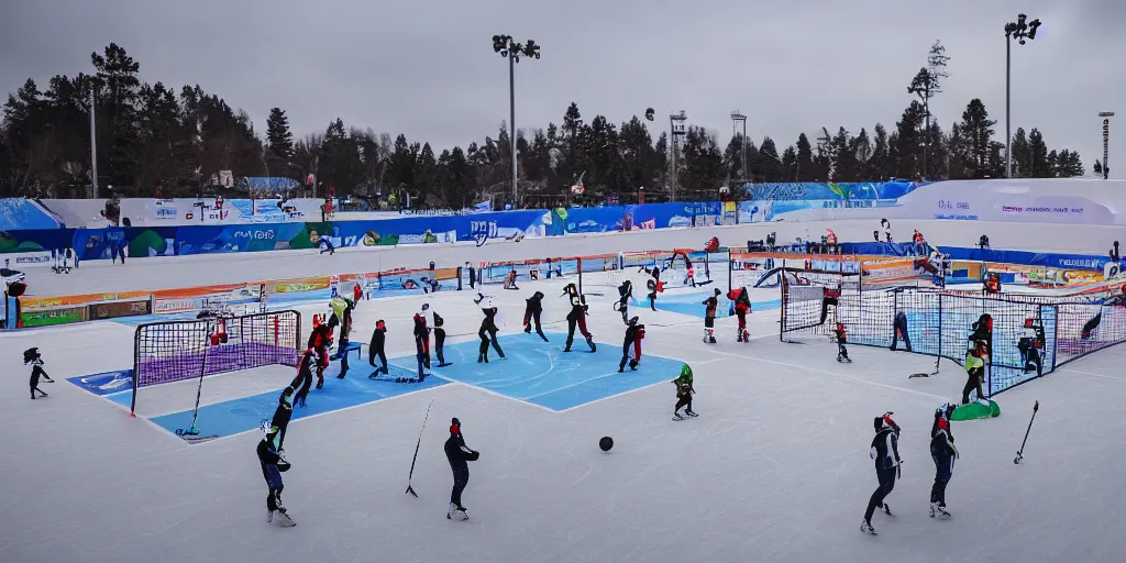 Image similar to ice tennis match 4k still image winter olympics