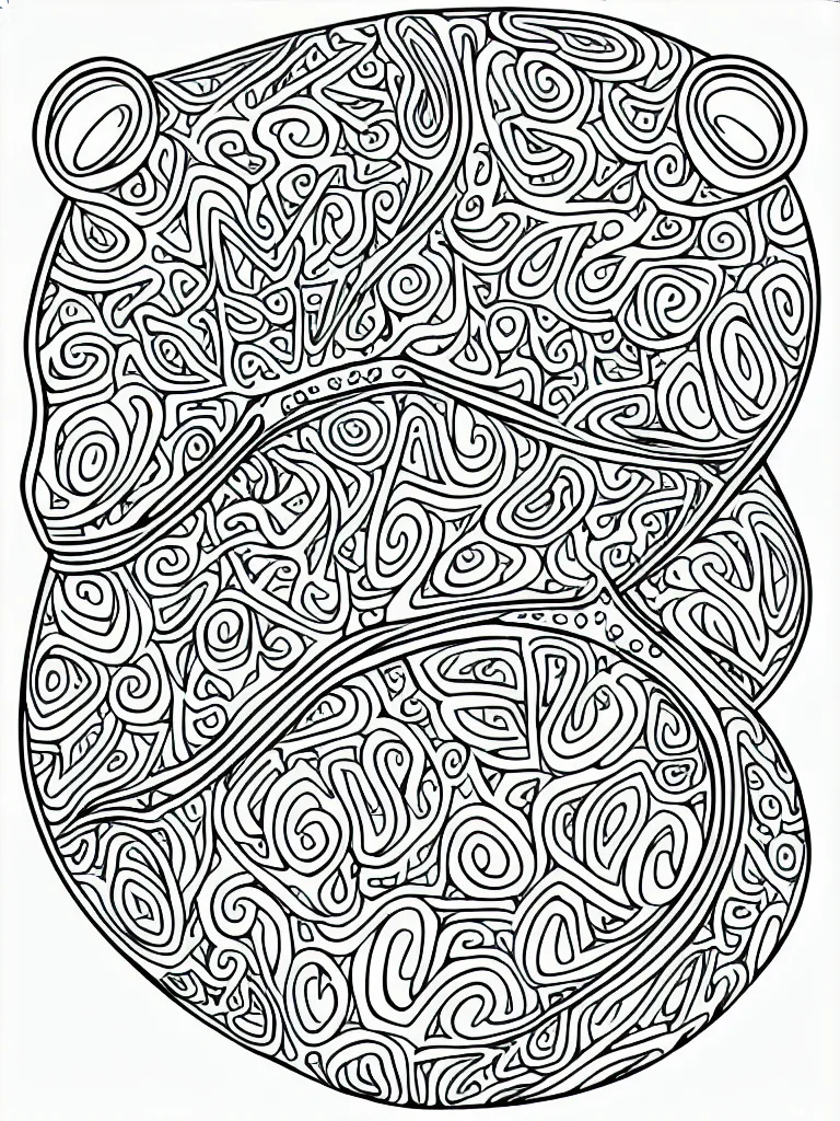 Image similar to beautiful frog's head, ornamental, fractal, line art, vector, outline, simplified, colouring page