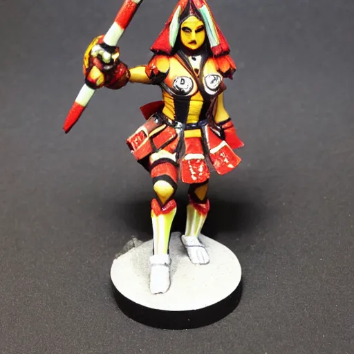 Image similar to full body photo of a female harlequin valkyrie warrior