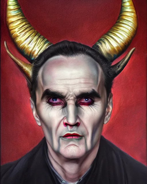 Prompt: photorealist portrait painting of demonic aloysius stepinac with demonic eyes and horns, gothic, horror, cool colors, high production value, intricate details, high resolution, hyperrealistic, hdr, high definition, masterpiece, ultra realistic, highly detailed, hd, sharp focus, non blurry, sharp, smooth