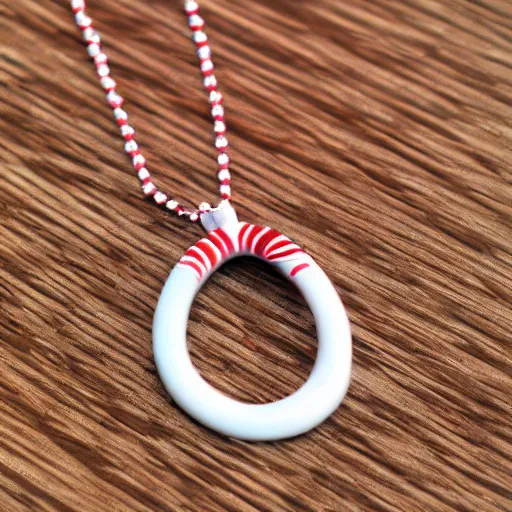 Image similar to candy cane necklace, photorealistic, beautiful, recursive