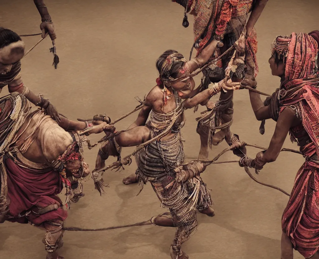 Prompt: an indian tribal woman being flogged by some britisher on a public stage, ultra realistic photography, intricate details, eerie, highly detailed, photorealistic, octane render, 8 k, unreal engine