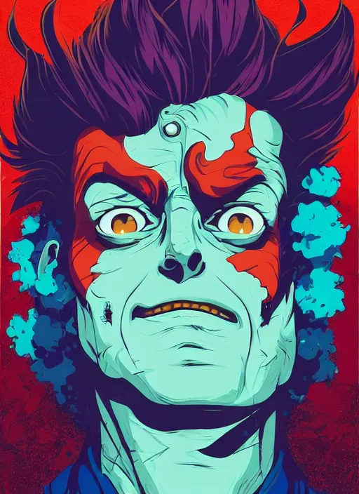 Image similar to delirium face portrait of hisoka by petros afshar, tom whalen, laurie greasley