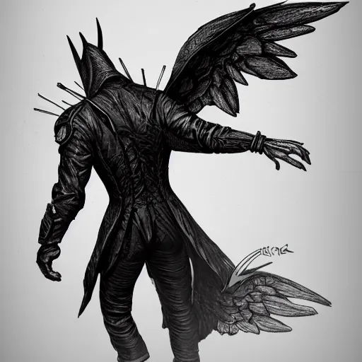 Image similar to headless horseman with wings, concept art, trending on artstation, highly detailed, intricate, sharp focus, digital art, 8 k