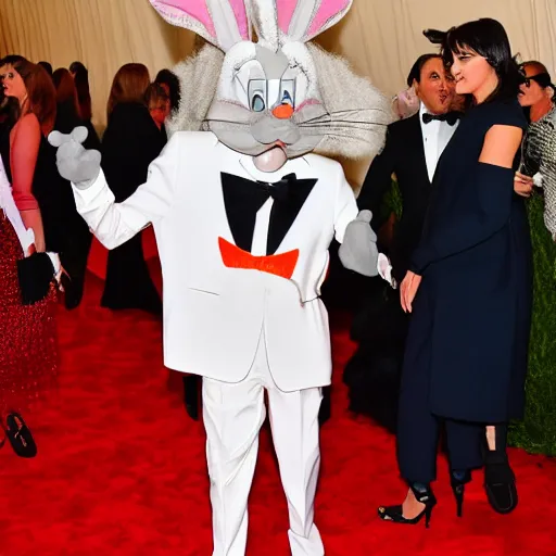 Image similar to photo of bugs bunny at the met gala