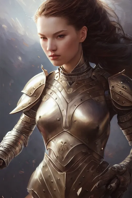 Prompt: a masterpiece ultrarealistic ultradetailed portrait of a very beautiful girl in a battle armour, medium shot, intricate, elegant, by stanley artgerm lau, wlop, rossdraws, james jean, andrei riabovitchev, marc simonetti, light by julie bell, porcelain skin. global illumination, vfx