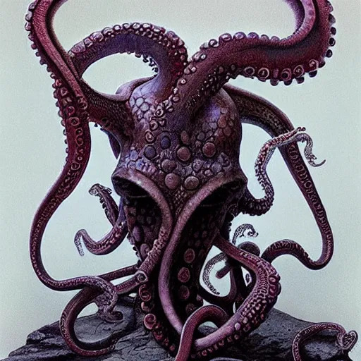 Prompt: torso portrait of an humanoid octopus warrior, by Gerald Brom on Artstation