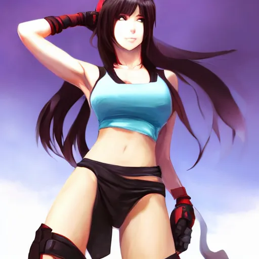 Prompt: head to toe shot of tifa lockhart by WLOP, rossdraws, Logan Cure, Mingchen Shen, BangkuART, sakimichan, yan gisuka, JeonSeok Lee, zeronis, Chengwei Pan on artstation