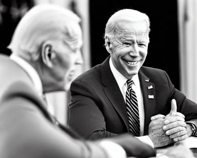 Image similar to president joe biden face to face with president joe biden, nikon 3 5 mm, photograph