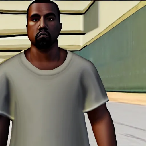 Prompt: screenshot of kanye west in gta san andreas