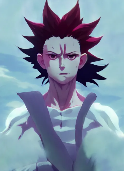 Image similar to portrait of hisoka from hunter x hunter, coherent, medium shot, waist up, studio ghibli pixar and disney animation sharp unreal engine 5, anime key art by greg rutkowski, bloom, dramatic lighting