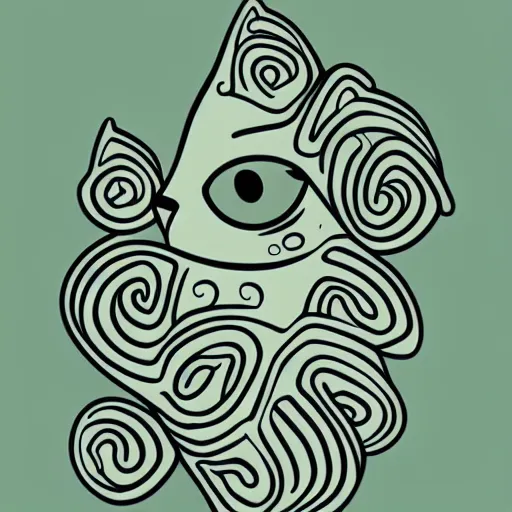 Image similar to tattoo sketch of a cat with one eye, monstera, a draft, organic ornament, minimalism, line art, vector