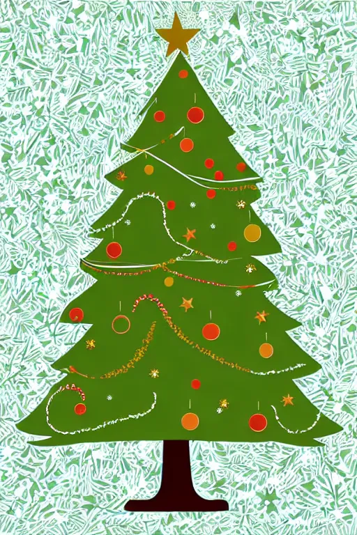 Image similar to minimalist boho style art of a christmas tree, illustration, vector art