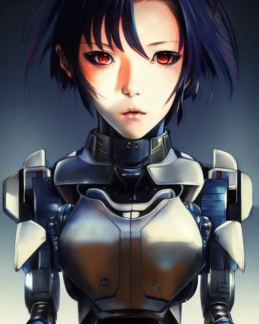 Image similar to portrait Anime Girl in mecha armor in night tokyo Sharp fine face pretty face, realistic shaded Perfect face, fine details. Anime. cyberpunk realistic shaded lighting by katsuhiro otomo ghost-in-the-shell, magali villeneuve, artgerm, rutkowski Jeremy Lipkin and Giuseppe Dangelico Pino and Michael Garmash and Rob Rey