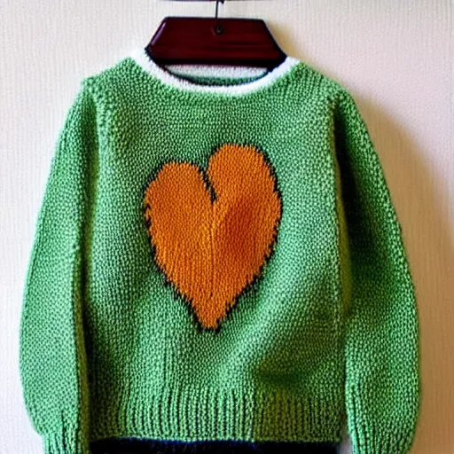 Prompt: avocado sweater knitting pattern for children intarsia chart picture jumper in dk yarn