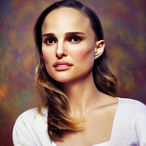 Prompt: “Natalie Portman, beautiful, golden hour, golden filter, sunset on the background, sharp focus, hyperrealistic masterpiece professionally post-processed smooth ultradetailed digital airbrush painting”