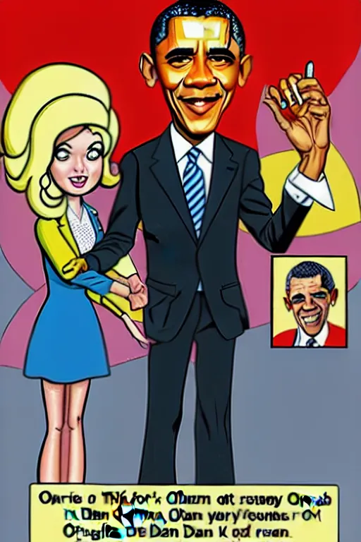 Image similar to barack obama, in the style of dan decarlo, as drawn by dan decarlo for archie comics,