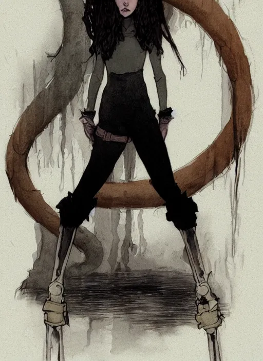 Image similar to a portrait of a pretty sewer punk young lady by abigail larson