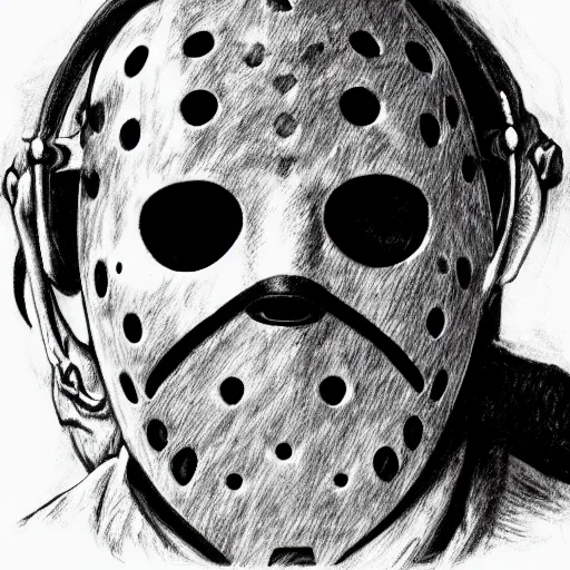 Image similar to Jason Voorhees drawn by da Vinci 4K detail