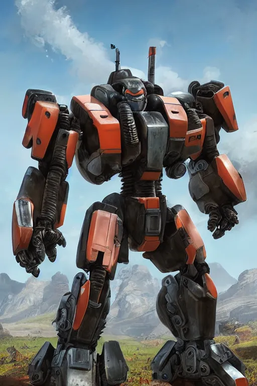 Image similar to mechwarrior 5 : mercenaries mech megaman transformer robot boss tank engine game octane render, 4 k, hd 2 0 2 2 3 d cgi rtx hdr style chrome reflexion glow fanart, global illumination ray tracing hdr fanart arstation by ian pesty by jesper ejsing pixar and disney unreal zbrush central hardmesh