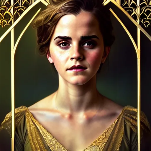 Image similar to beautiful detailed picture of a emma watson, radiant light, art nouveau, intricate, elegant, highly detailed, my rendition, digital painting, artstation, concept art, smooth, sharp focus, illustration, art by artgerm and greg rutkowski and alphonse mucha