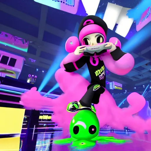 Image similar to drake preforming in splatoon