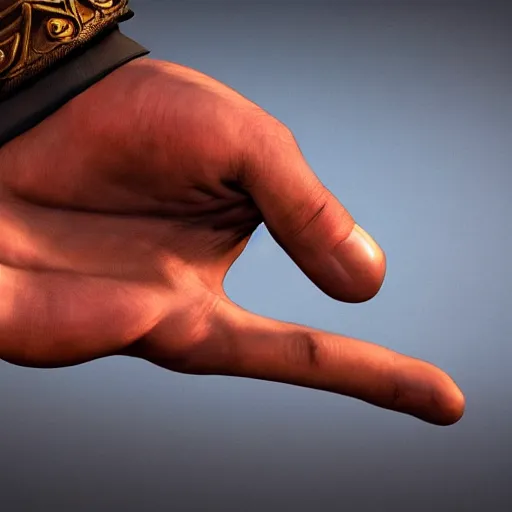 Image similar to Young warrior, hyper-realistic hands 4k Unreal engine rendered hands trending on deviantart