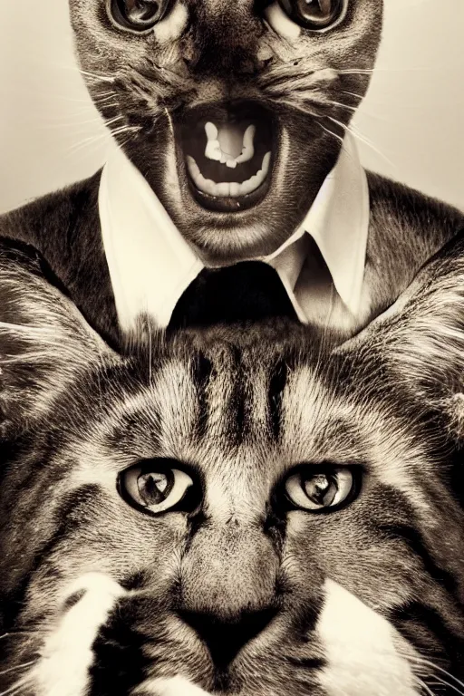 Image similar to Portrait of Nicolas Cage as a cute cat with cat ears ans wiskers, CGsociety, exquisite detail, post-processing, masterpiece, volumetric lighting, cinematic, hypermaximalistic, high details, cinematic, 8k resolution, beautiful detailed, insanely intricate details, sharp edges, smooth focus, low angle, tilted, photo by Mario Testino