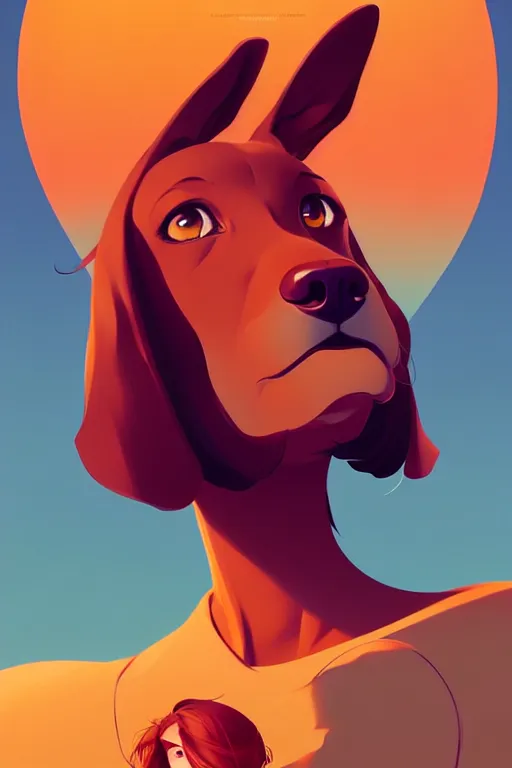 Image similar to smooth dog, desert colors, centered, median photoshop filter cutout vector behance hd by artgerm, jesper ejsing, by rhads, makoto shinkai and lois van baarle, ilya kuvshinov, rossdraws, illustration, art by ilya kuvshinov and gustav klimt