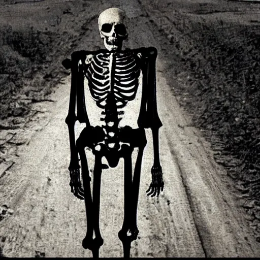 Prompt: The skeletal man behind you