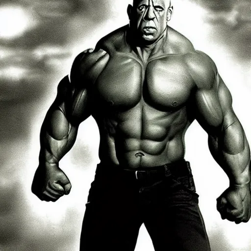 Image similar to vin diesel as the hulk, marvel, photography,