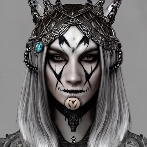 Image similar to a norse woman, facial piercings, very symmetrical, furry warrior's clothing, skull jewelery, highly detailed, by vitaly bulgarov, joss nizzi, ben procter, steve jung, concept art, concept art world, pinterest, artstation, unreal engine