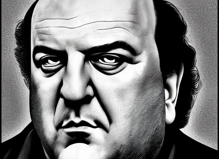 Image similar to a portrait of tony soprano drawn by aleksander rostov, details, hyper - detailed, hd, hdr, 4 k, 8 k