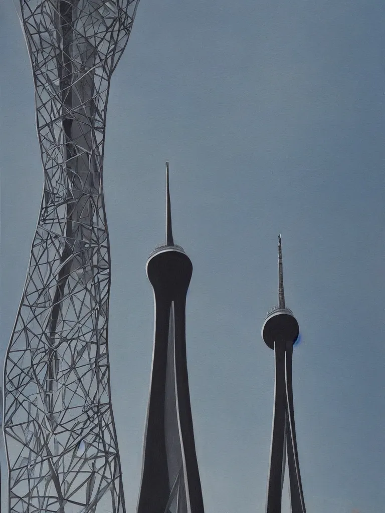 Image similar to A painting of the tv tower by Zaha Hadid