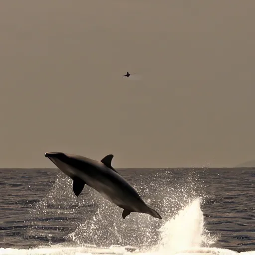 Prompt: a pilot whale driving an airplane