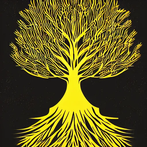 Image similar to abstract drawing of the holy golden tree of life, cinematic, ultra detailed