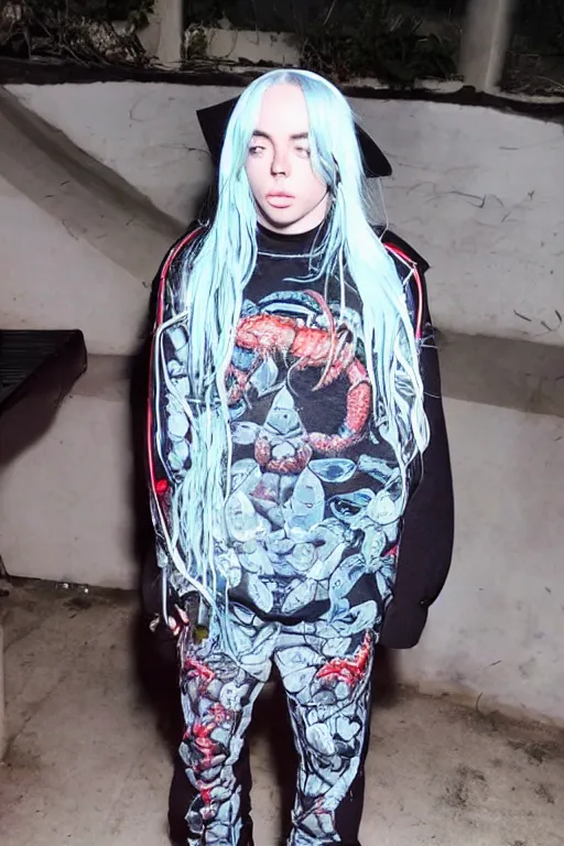 Image similar to half billie eilish half crustacean